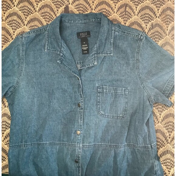 Vintage 90s Denim Maxi Dress Size XL 1990s Crazy Horse Praire Cottage Western - Picture 3 of 5